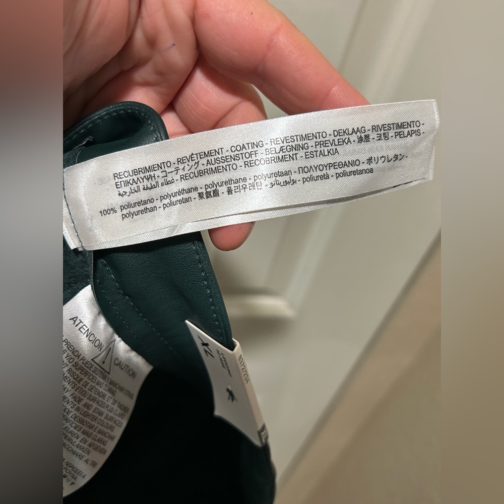 NWT Zara Legging Faux Leather High Rise Pants Forest green , Size XL - Picture 11 of 11